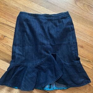Leifsdottir Dark Blue Asymmetrical Denim Skirt with Ruffle size 2